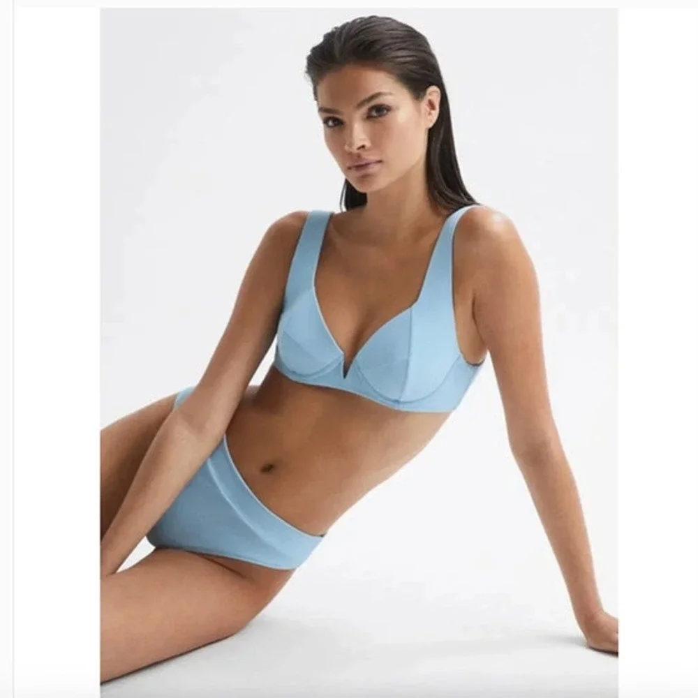 REISS Elise Bikini Bottom Size 8 NEW Light Blue $70 Swim Separates